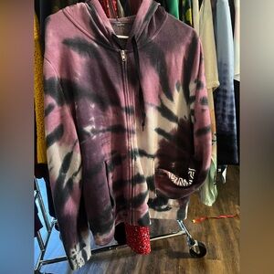 PINK Victoria's Secret Purple and Black Tie-Dye Hoodie
